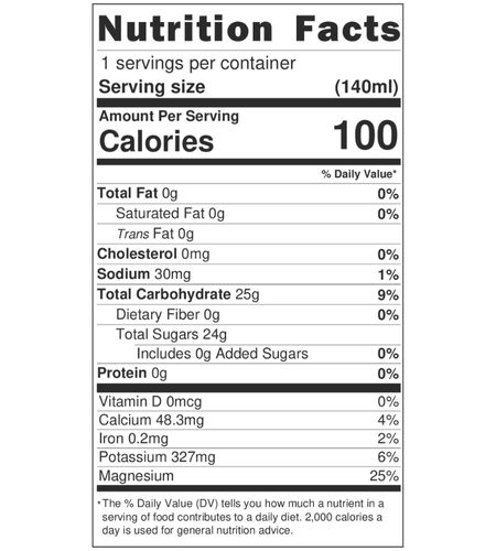 Nutrition Facts Tanom Coconut Jelly drinkable snack